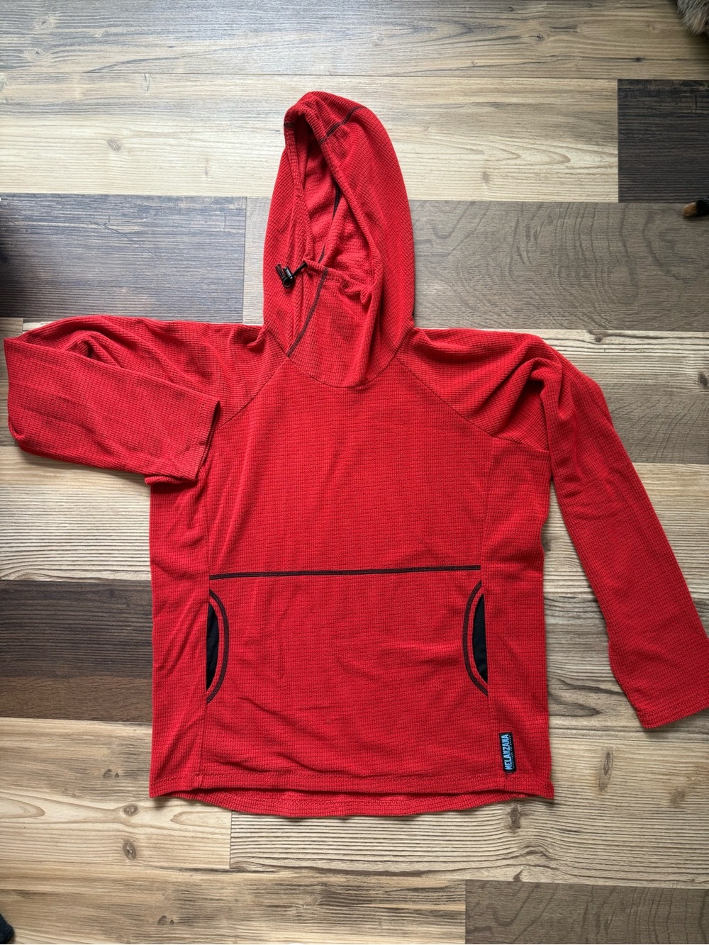 Melanzana Red Microgrid Men’s SzL Hoodie Outdoor Gorpcore Activewear Techgear